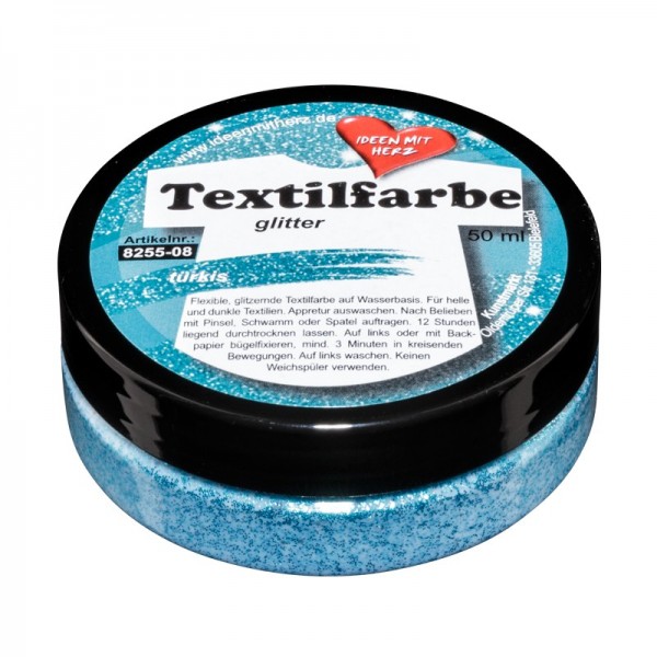 Textilfarbe, glitter, 50ml, türkis