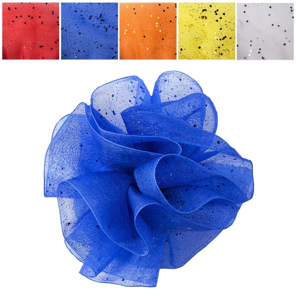 Zieh-Rüschen, Organza mit Glimmer-Effekt, 1m x 38mm, kräftige Farben, 5 x 2 Farben, 10 Stück
