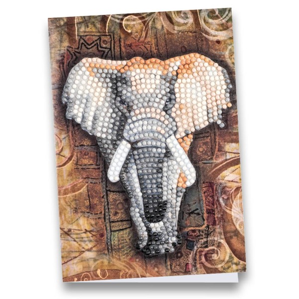 Diamond-Painting-Grußkarte, Elefant, 11,5cm x 16,5cm, inkl. Zubehör