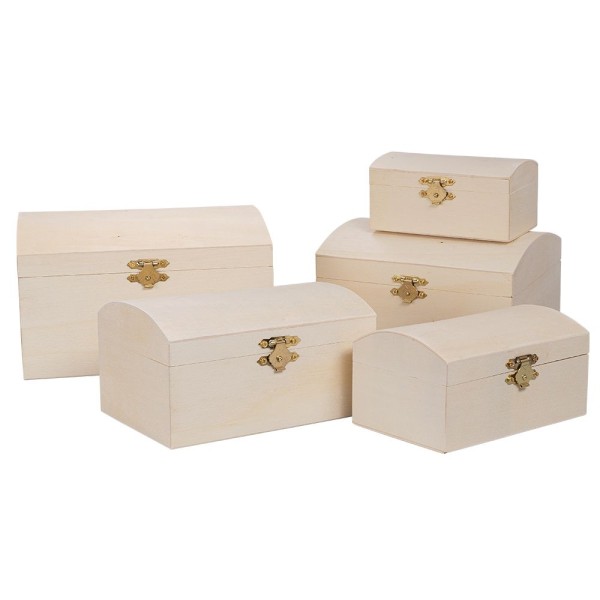 Boxen, Holz, Truhen, verschiedene Größen, 5 Stück