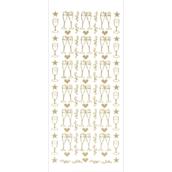 Sticker, Sektgläser, gold