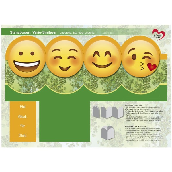 Stanzbogen, Vario-Smileys, DIN A4, Design 8
