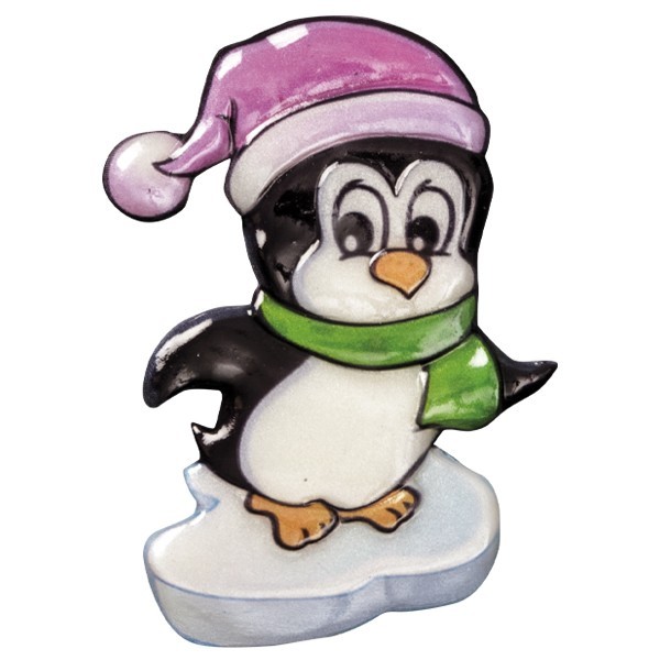 Wachsornament Pinguine 2, farbig, geprägt, 8cm