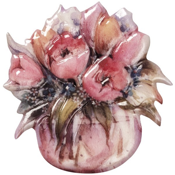 Wachsornament Blumenvasen 8, farbig, geprägt, 7cm