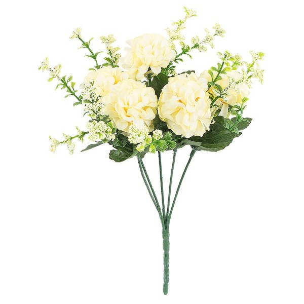 Blütenbusch, Hortensien 2, 27cm hoch, 5 große Blüten Ø5cm, creme