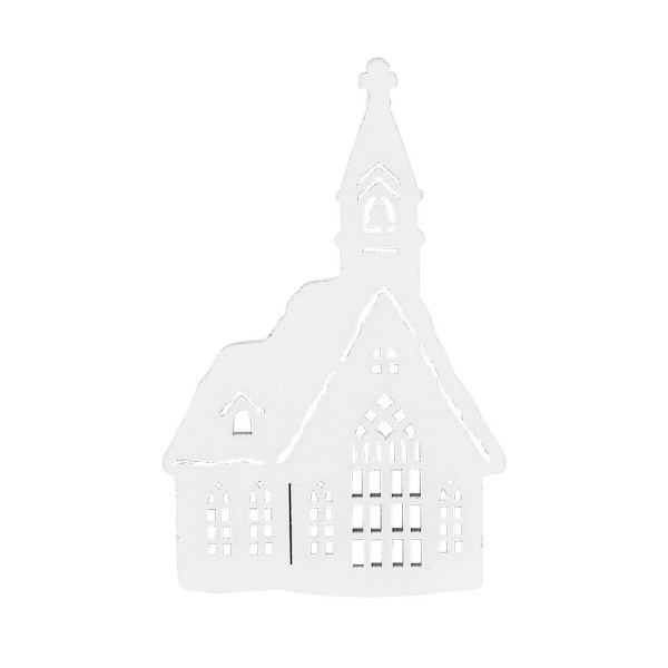 Kirchen, Holz, 13,4cm x 8,6cm x 0,5cm, weiß, 12 Stück