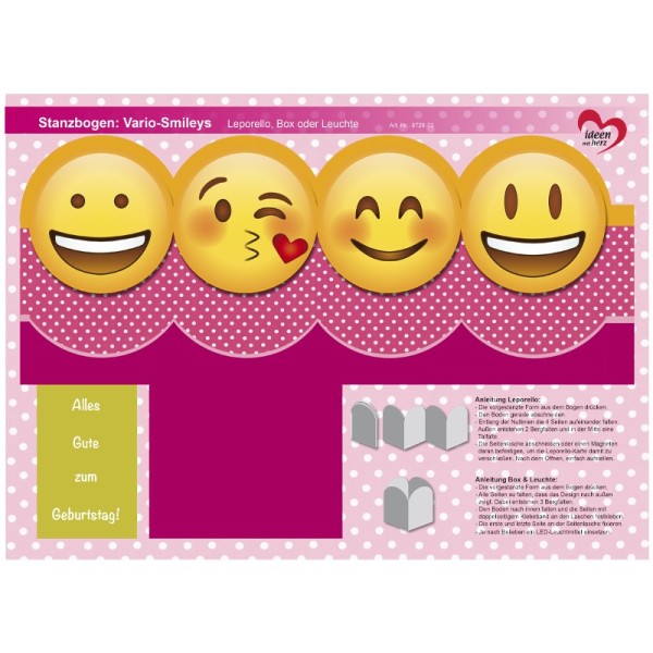 Stanzbogen, Vario-Smileys, DIN A4, Design 3