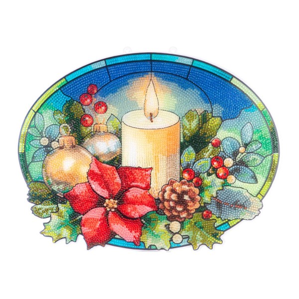 Diamond-Painting-Fensterbild, Glaskunst-Optik XL, Kerzengesteck, 34,6cm x 27cm, 500µ