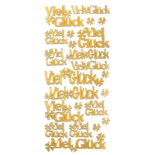 Sticker, Viel Glück/Kleeblatt, gold