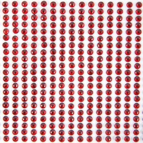 Glitzerstein-Bordüren, selbstklebend, Ø4mm, 29cm, rot, 16Stk