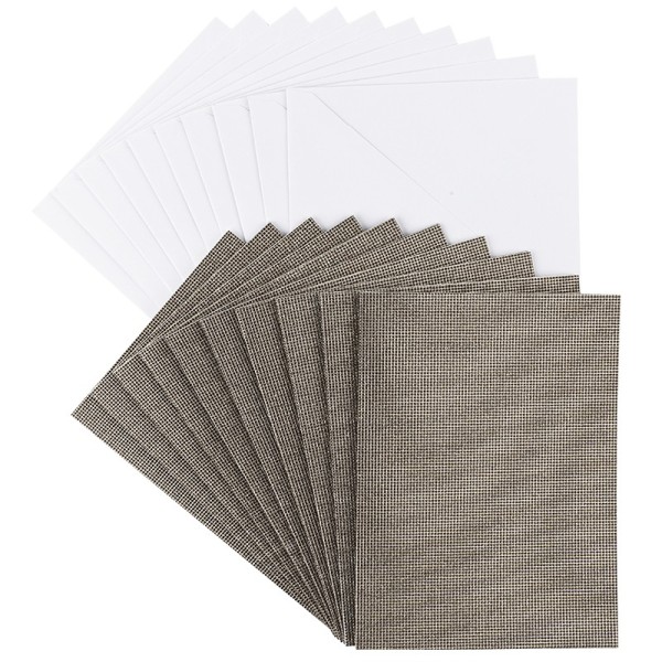Grußkarten Glitzer-Leinen, B6, taupe, inkl. Umschläge, 10 Stück