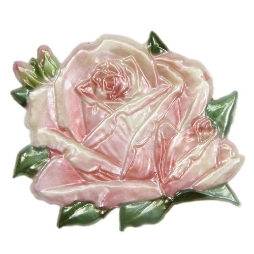 Wachsornament, Rose, farbig, geprägt, 7x7cm
