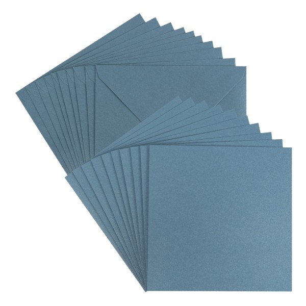 Grußkarten, Perlmutt, taubenblau, 16cm x 16cm, 250 g/m², inkl. Umschläge, 10 Stück