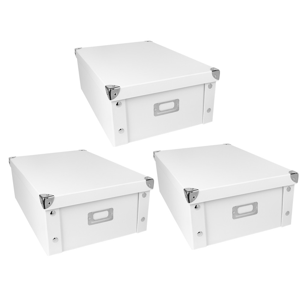 Ordnungsbox, faltbar, mit Deckel, 40,5cm x 28cm x 14,5cm, weiß, 3