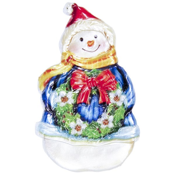 Wachsornament Schneemann mit Weihnachtskranz