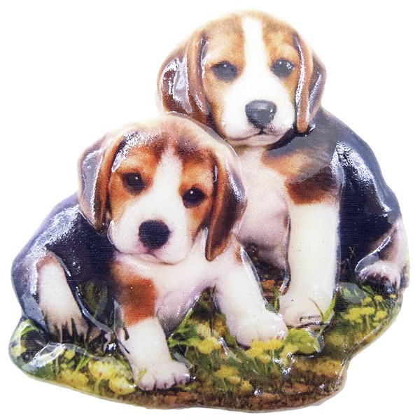 Wachsornament Hunde 2, farbig, geprägt, 7cm