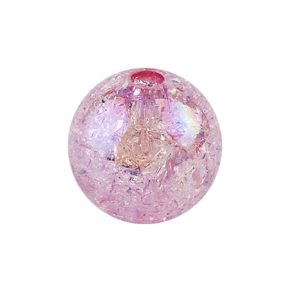 Perlen, Crackle, Ø 10mm, rosa-irisierend, 50 Stk.