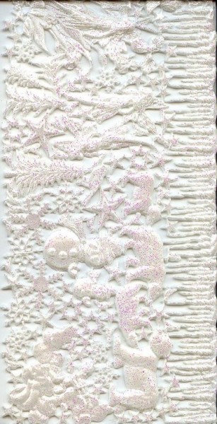 Wachsornament-Platte Eiswelten, 32 x 15 cm, weiß-irisierend mit Glimmer