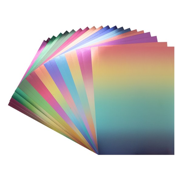 Spiegelkarton, mit Farbverlauf, DIN A4, 200g/m², 10 Farbverläufe, weiße Rückseite, 20 Bogen