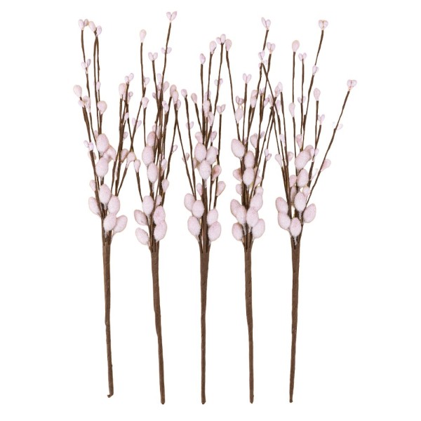 Deko-Zweige mit rosa Weidenkätzchen, 33cm lang, 5 Stück