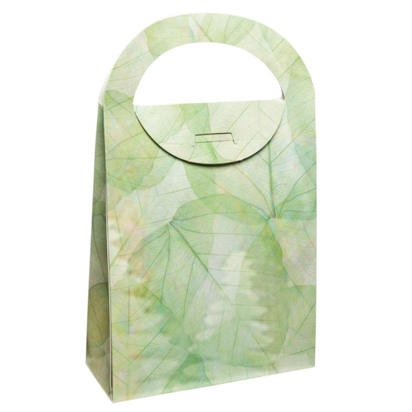 Geschenktasche Organzablatt, 4,5 x 11,5 x 20 cm, grün