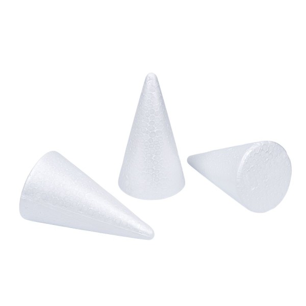 Styropor-Kegel, 12cm x 7cm, 3 Stück
