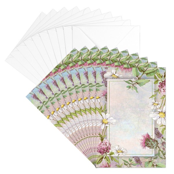 Motiv-Grußkarten & Umschläge, Florale Rahmen 1, 11,5cm x 16,5 cm, 20-teilig