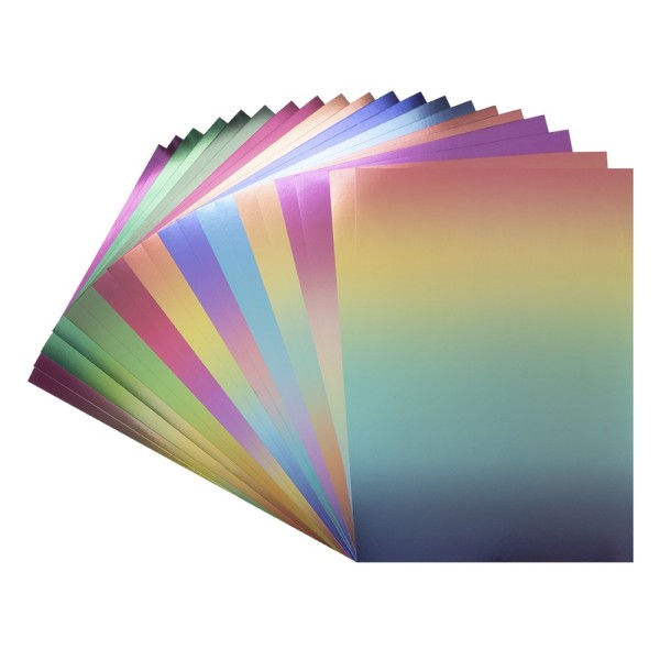 Spiegelkarton, Farbverlauf, DIN A4, selbstklebend, 200g/m², 2x 10 Designs, 20 Bogen