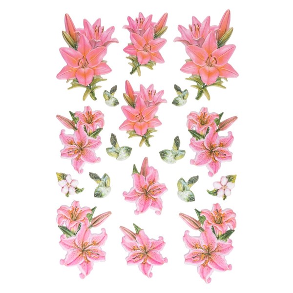 3-D Relief-Sticker, Elegante Lilien 1, 21cm x 30cm, verschiedene Größen, selbstklebend