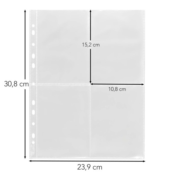 Sammelhüllen, 4-geteilt, glasklar, 50 Stück