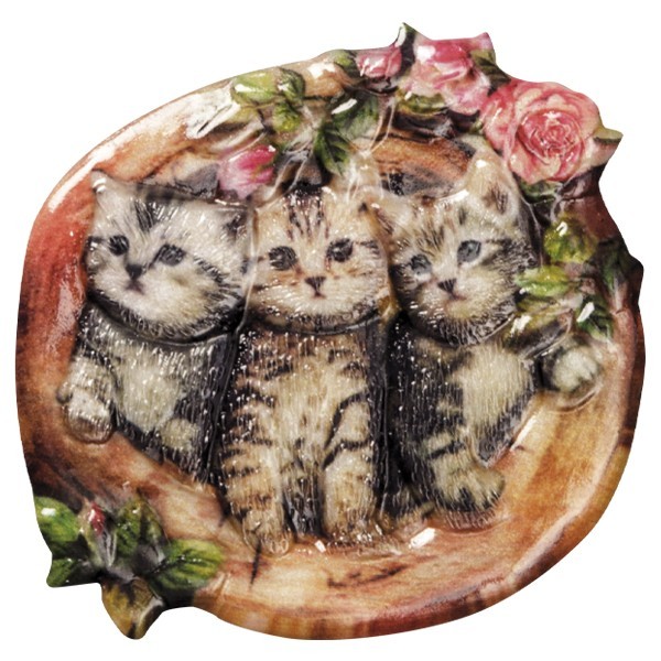 Wachsornament Katzen 10, farbig, geprägt, 7-8cm