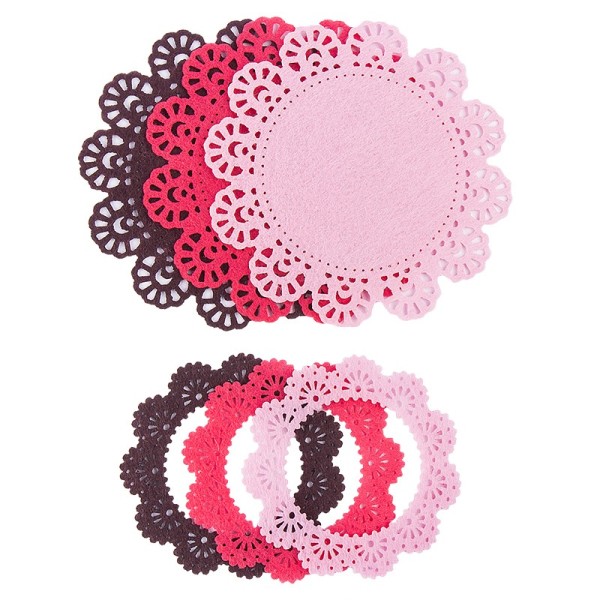 Folia Filzrähmchen, rosa/pink/braun, Ø 7cm & 10cm, 6 Stück