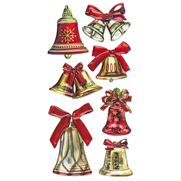 Relief-Sticker Weihnachten, Glocken, 17,5cm x 9cm