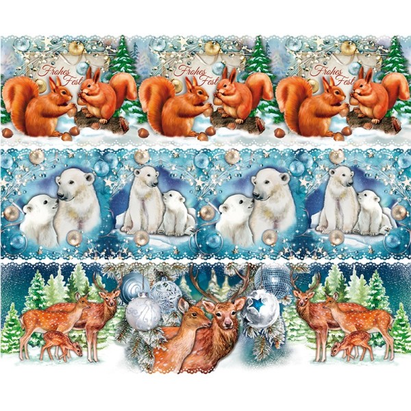 Zauberfolien, Weihnachts-Tiere, Schrumpffolien für Ø 6cm, 5,5cm hoch, 6 Stück