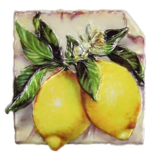 Wachsornament, Zitronen, farbig, geprägt, 7,5x7,5cm