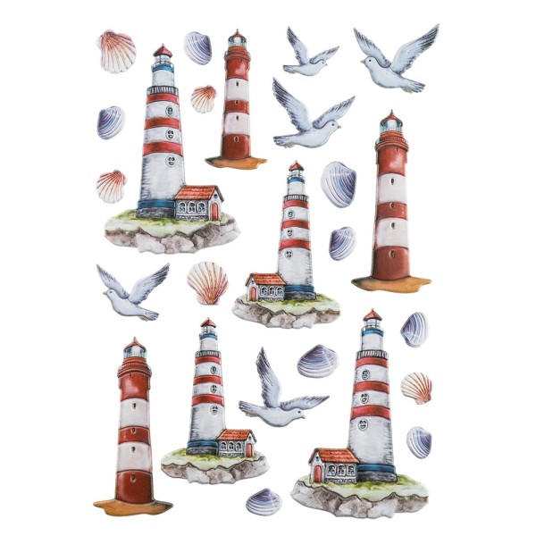 3-D Relief-Sticker, Maritim, Leuchtturm, verschiedene Größen, selbstklebend