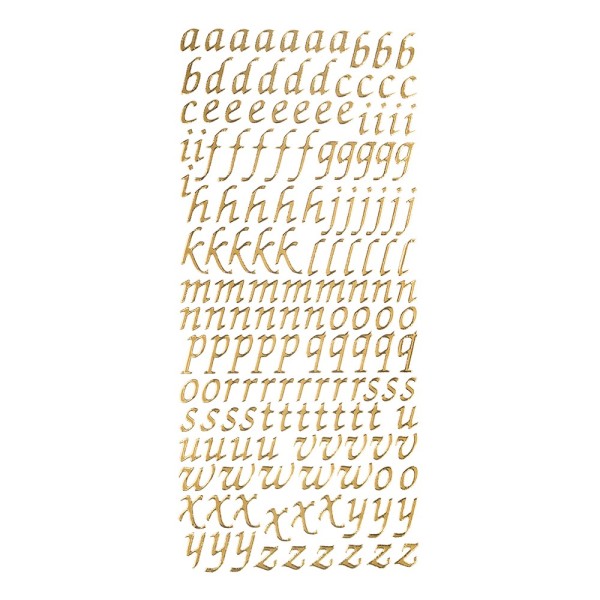 Sticker, Alphabet, Kleinbuchstaben, Perlmuttfolie, gold
