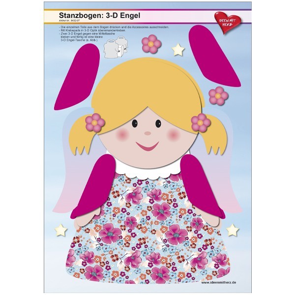 Stanzbogen, 3-D Engel, DIN A4, Design 7, 2er Set