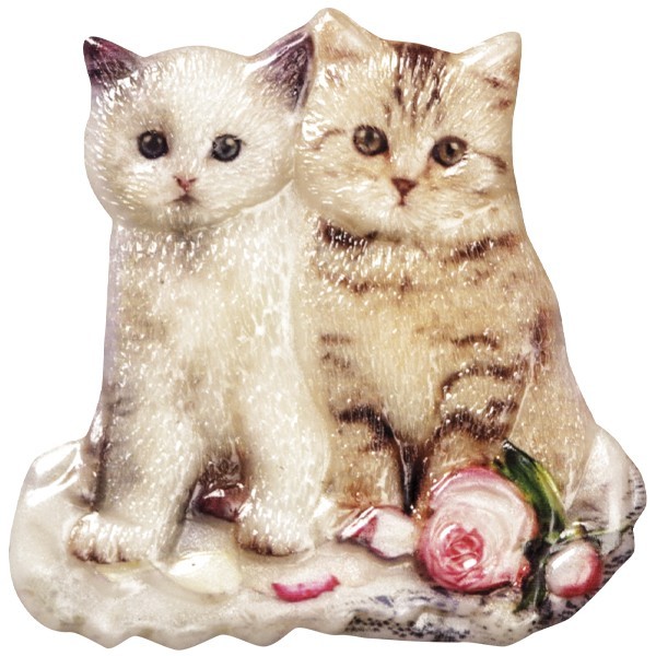 Wachsornament Katzen 1, farbig, geprägt, 7-8cm