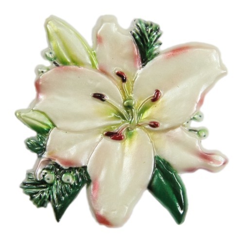 Wachsornament, Lilie, farbig, geprägt, 7x7cm