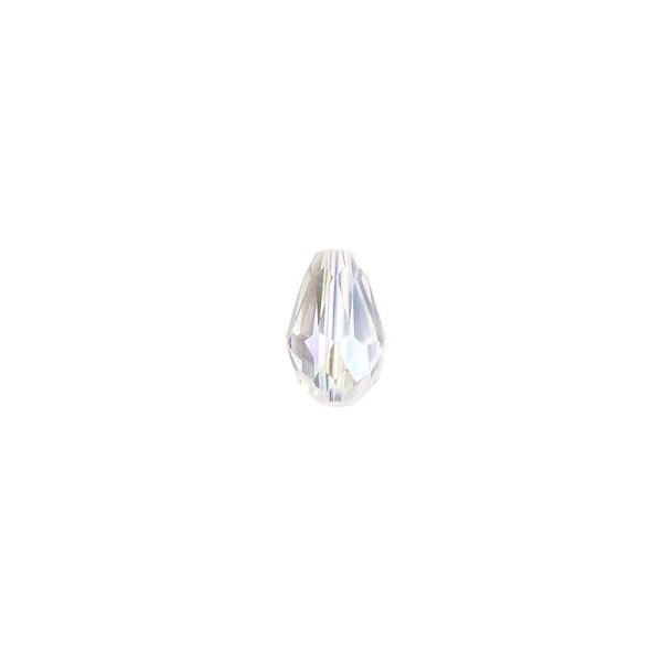 Perlen, Tropfen, facettiert, 1cm x 1,4cm, transparent-irisierend, 15 Stück