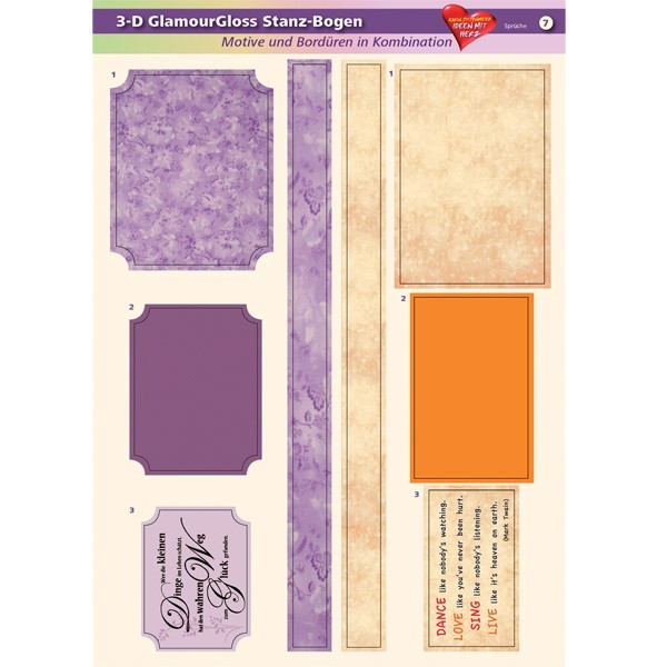 3-D GlamourGloss Bogen, Sprüche, DIN A4, Motiv 7