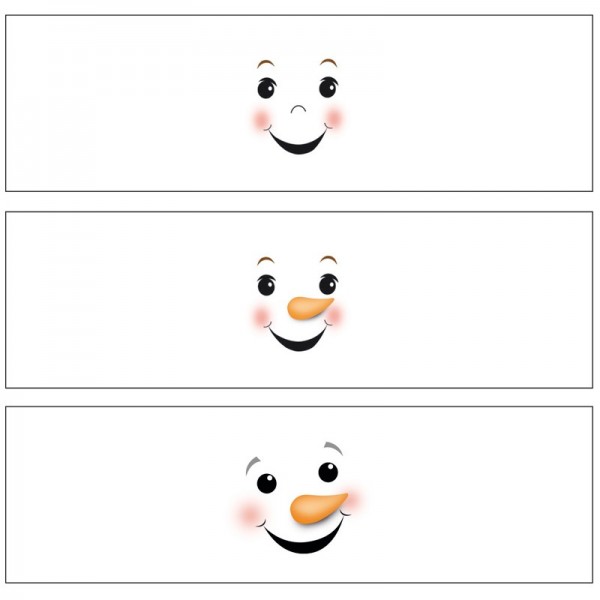 Zauberfolien "Schneemann-Köpfchen"/Gesichter, Schrumpffolien für Kugeln bis Ø3cm, 18 Stück