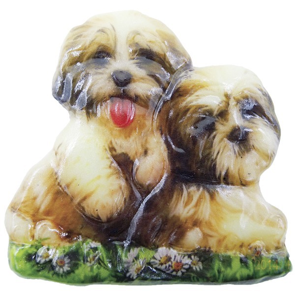 Wachsornament Hunde 8, farbig, geprägt, 7cm
