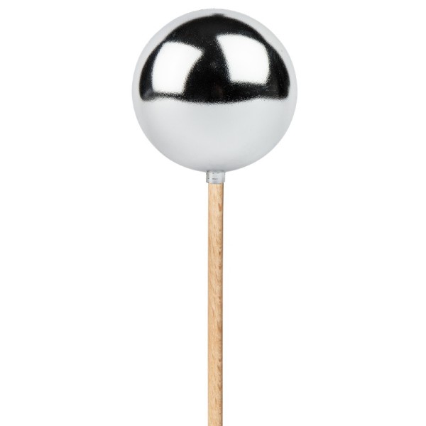 Gartenkugeln mit Holzstäben, Ø 10 cm, silber-metallic, 2 Stück
