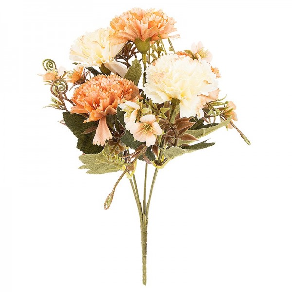 Blütenbusch, Nelken 2, 28cm hoch, 5 große Blüten Ø 4,5cm, Apricottöne
