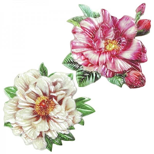 Wachsornamente Blumen, 2er Set