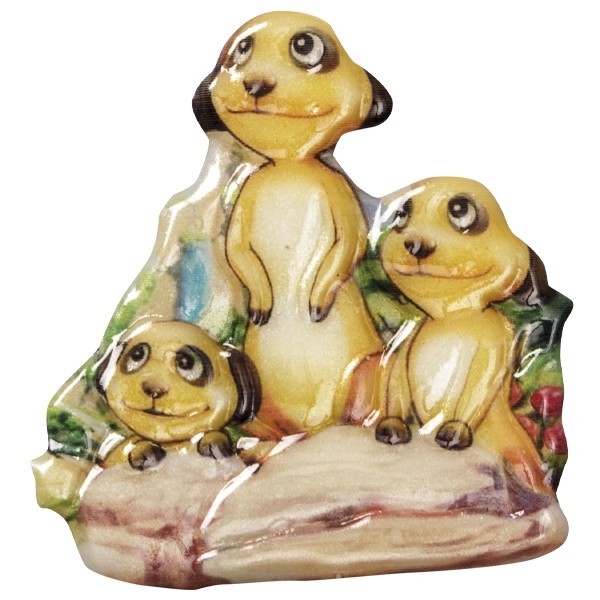 Wachsornament Erdmännchen 8, farbig, geprägt, 7-8cm