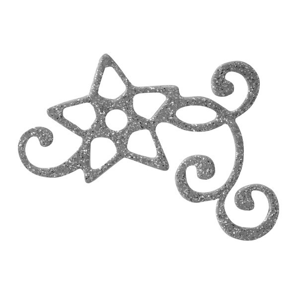 Glitzer-Ornamente, 25er Set, 4,5x5,5cm, Stern 3, silber