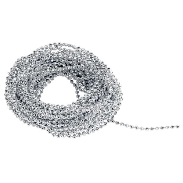 Perlen-Band, 10m lang, Perlen: Ø 3mm, silber